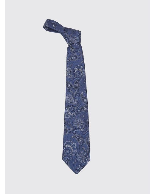Etro Blue Paisley Print Silk Tie for men