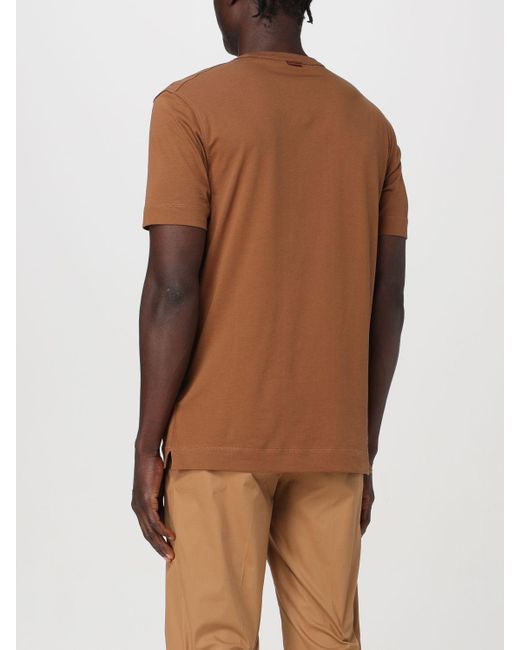 T-shirt in cotone di Zegna in Brown da Uomo
