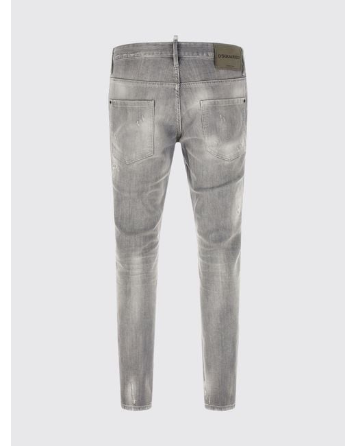 DSquared² Gray Skater Skinny Fit Stretch Denim Jeans With Distressed Effect for men
