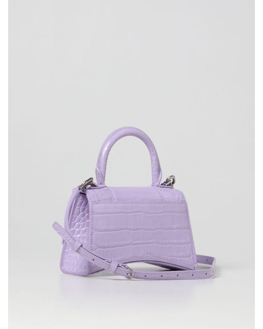 Balenciaga Shiny Lilac Purple Calfskin Mini Hourglass Top Handle Bag XS