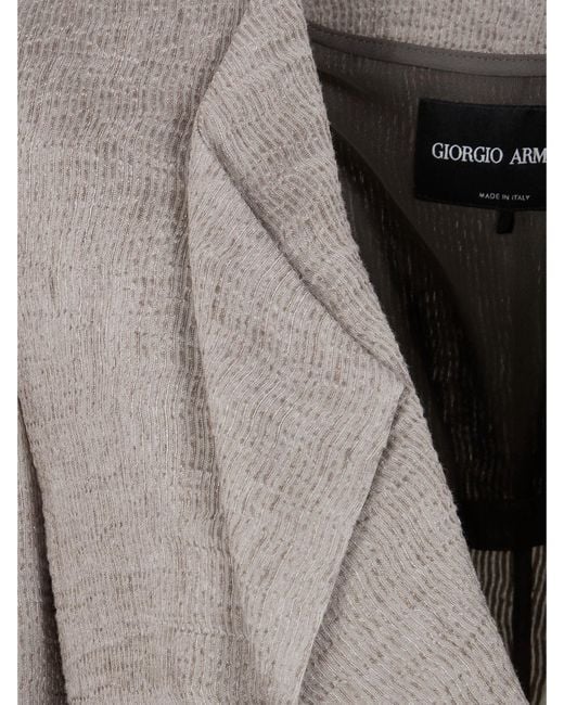Giorgio Armani Gray Double-Breasted Linen Blazer