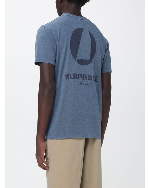Murphy & Nye Blue Crew-Neck Cotton T-Shirt With Contrast Back Logo for men