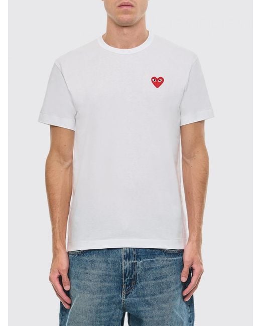 COMME DES GARÇONS PLAY White Comme Des GarÇ Ons Play Slim Fit Stretch-Cotton T-Shirt With Logo Patch for men