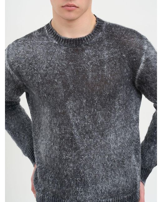 Avant Toi Gray Linen Crew Neck Sweater for men