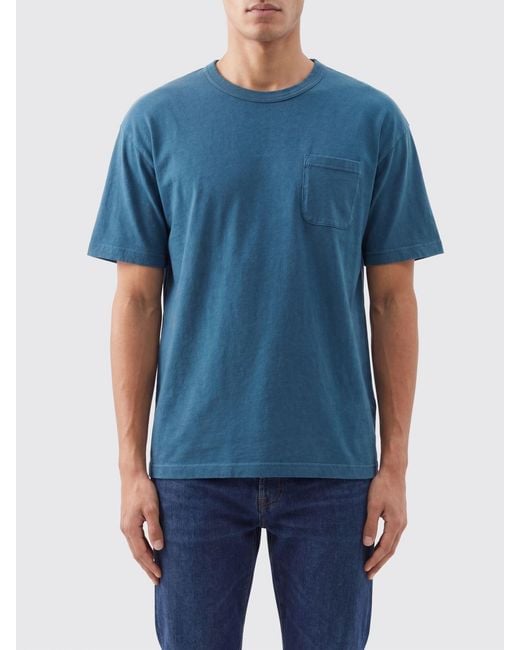 Visvim Blue Relaxed-Fit Cotton Jersey Crewneck T-Shirt With Pocket for men