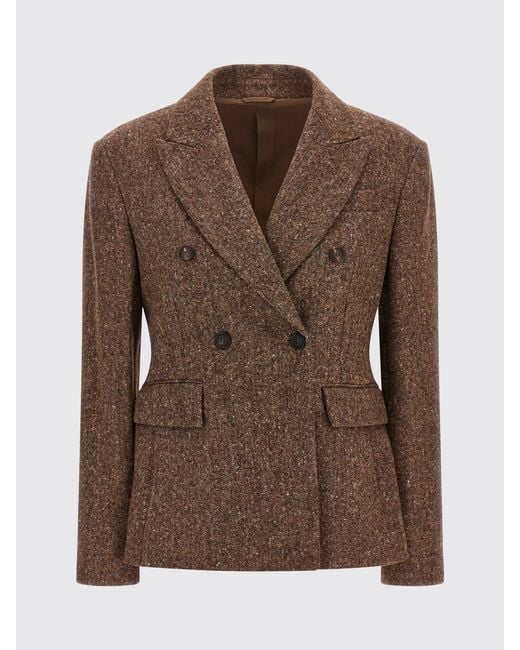 Brunello Cucinelli Brown Double-Breasted Blazer