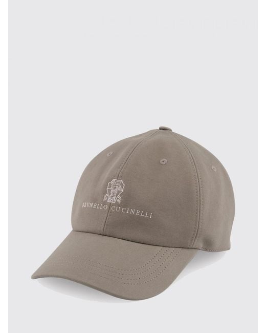 Brunello Cucinelli Gray Cotton Gabardine Hat With Logo for men