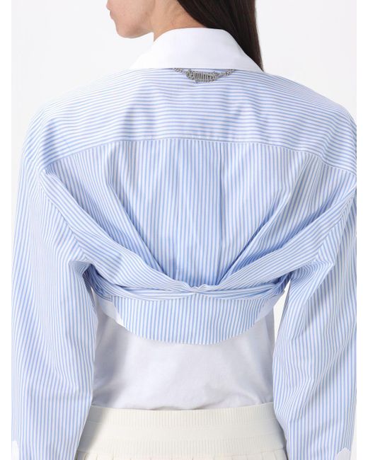 Blusa in cotone a righe di DSquared² in White