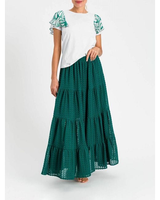 Twinset Green Perforated Knit Skirt