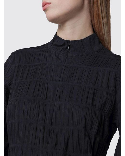 Thelatest Black Dalila Cotton Shirt With Balloon Sleeves And A Mandarin Collar