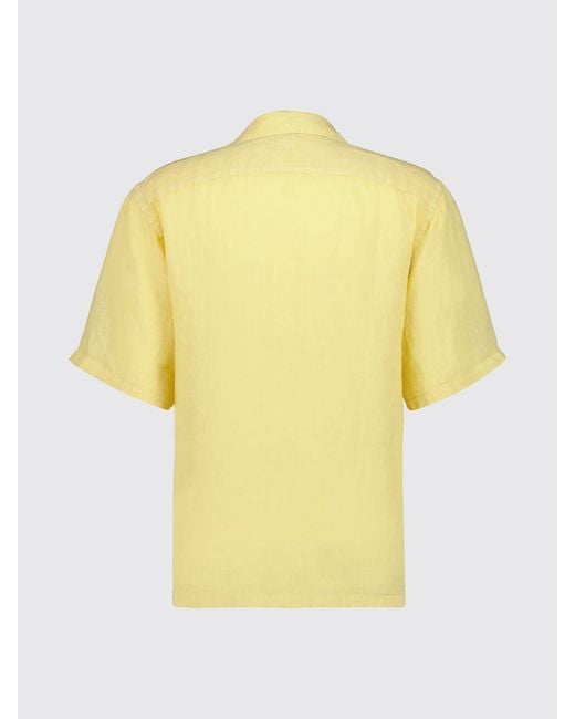 Camicia Basic di 120% Lino in Yellow da Uomo