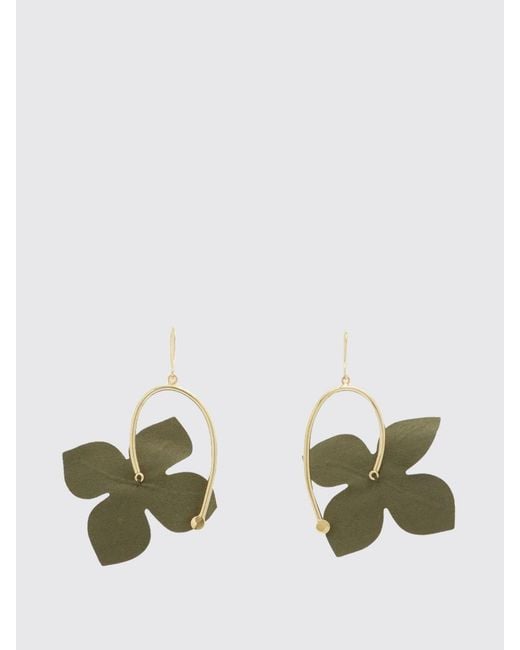 Marni Blue Brass Earrings With Flowers