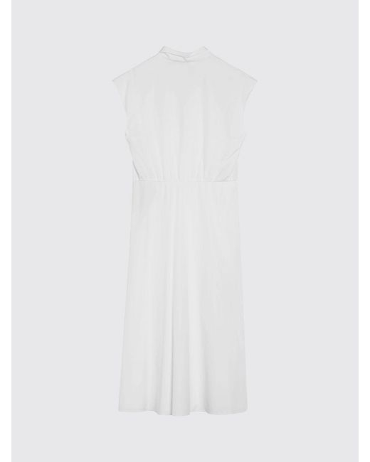 Valentino White Cotton Chemisier Dress With Lace Inserts