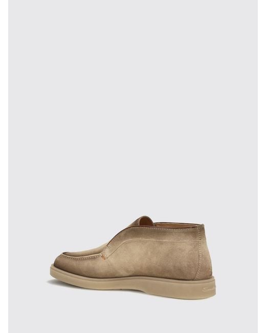 Santoni Natural Suede Calfskin Chelsea Boots With Elastic Inserts for men