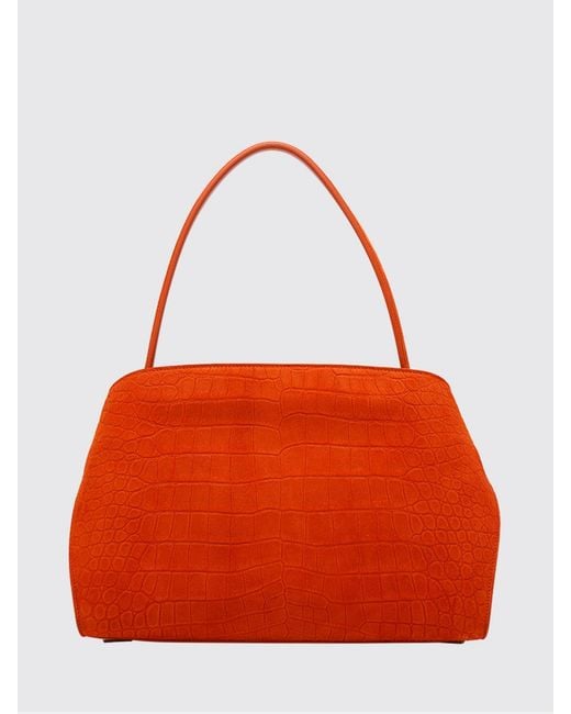 Ferragamo Red Hug M Croc Print Suede Bag