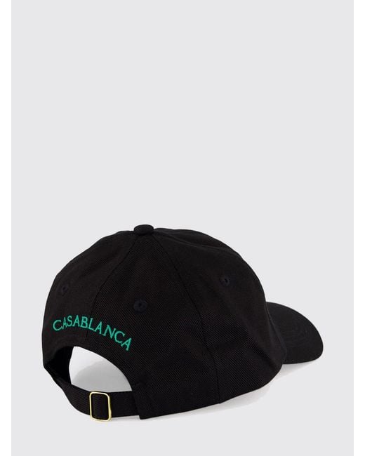 Casablanca Black Cotton Baseball Cap With Embroidered Logo And Adjustable Strap for men