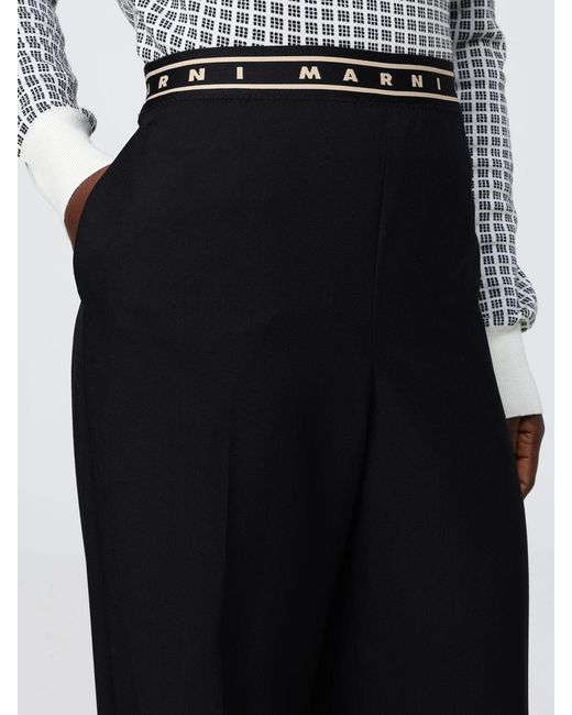 Marni Black Virgin Wool Palazzo Trousers