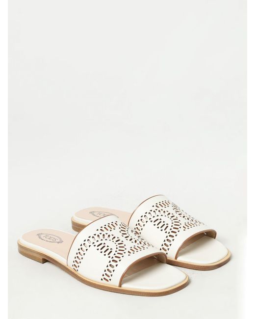 Tod's White Flat Sandals