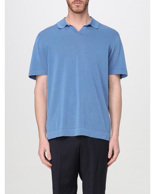 Drumohr Blue Cotton Polo Shirt for men