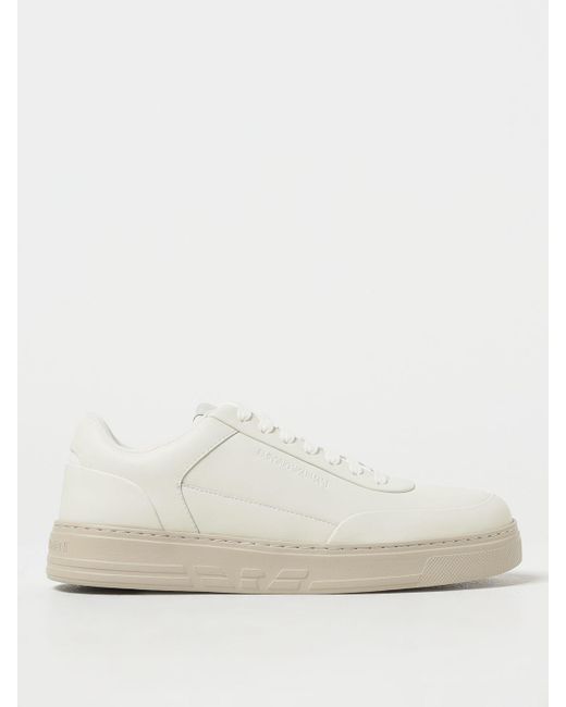 Emporio Armani White Leather Sneakers With Laces for men