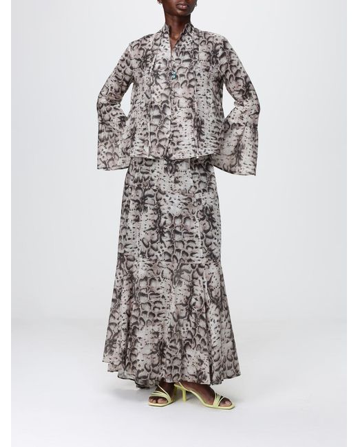 Pinko Gray Crepe Shirt With Snake Print