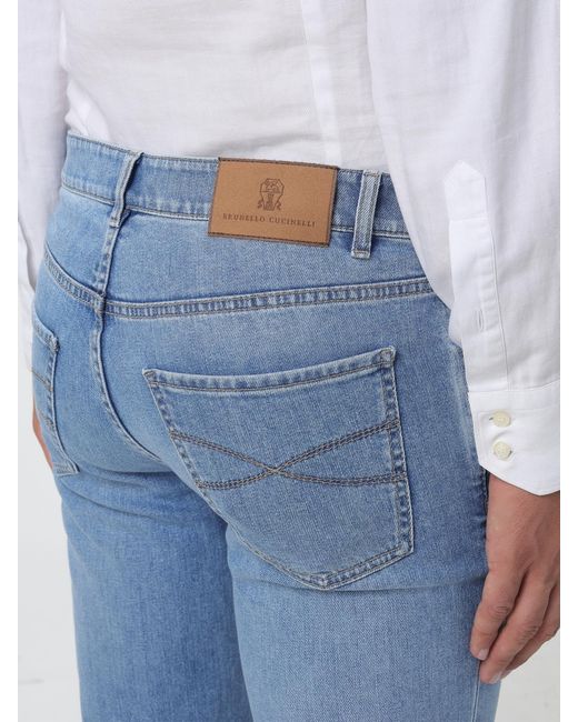 Brunello Cucinelli Blue Mid-Rise Straight Fit Jeans for men