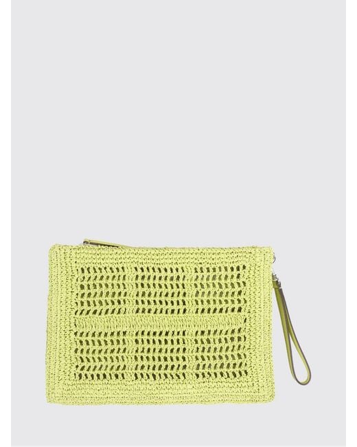 Tory Burch Yellow Ella Crochet Raffia Clutch