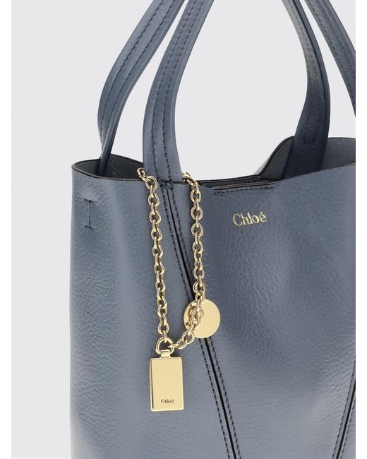 Chloé Blue Chlo&Eacute Mini Spin Hammered Leather Bag
