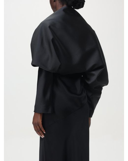 Alberta Ferretti Black Satin-Finish Stole Jacket