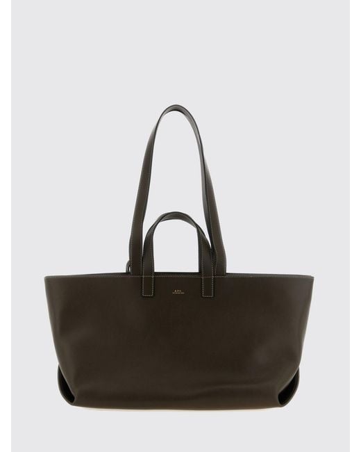 A.P.C. Black Le Drummer Large Smooth Leather Tote Bag With Four Handles And Logo