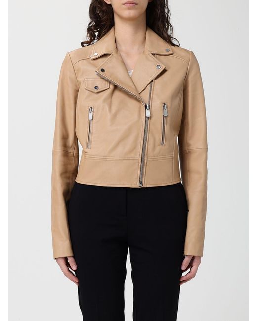 Pinko Blue Faux Leather Biker Jacket