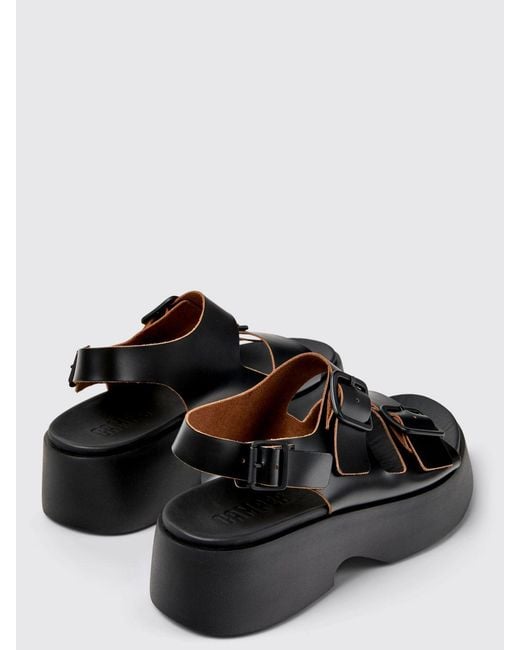 Camper Black Flat Sandals