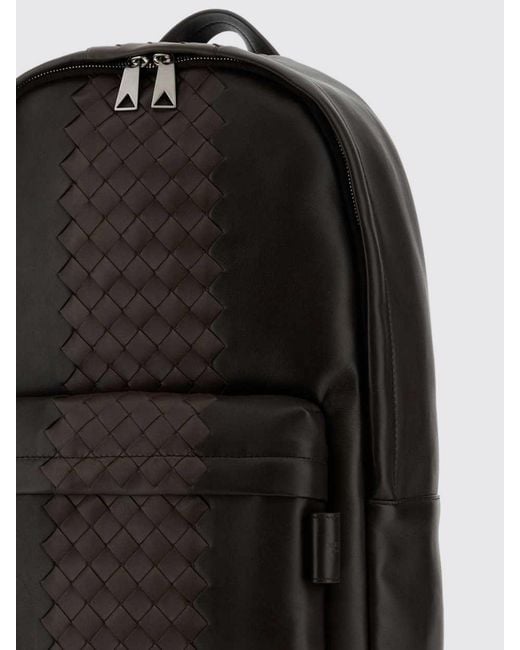 Bottega Veneta Black Intrecciato Leather Backpack for men