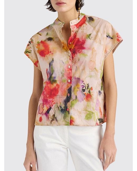 Momoní Multicolor MomonÌ Floral Print Relaxed Fit Cotton Shirt With Korean Collar