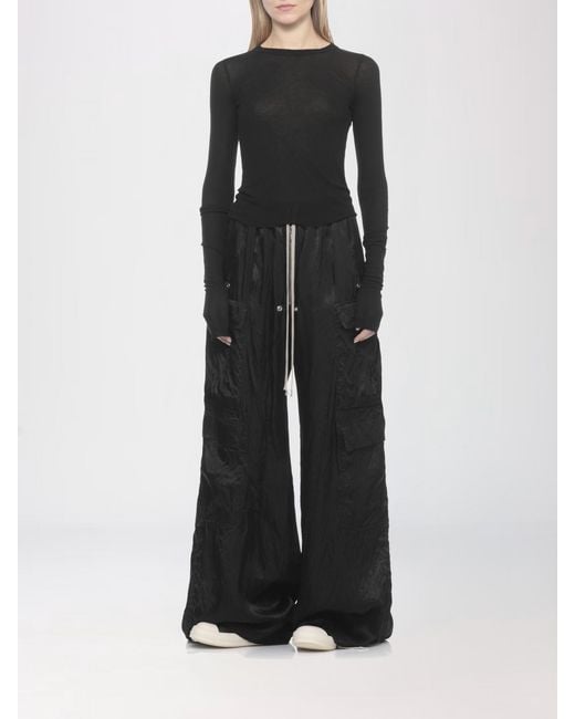 Rick Owens Black Viscose And Silk Knit Top