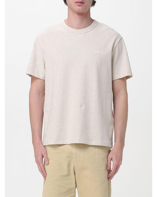 A.P.C. White Cotton T-Shirt With Logo for men