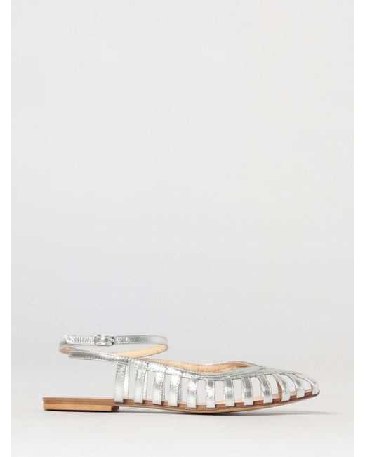Anna F. White Laminated Leather Sandals
