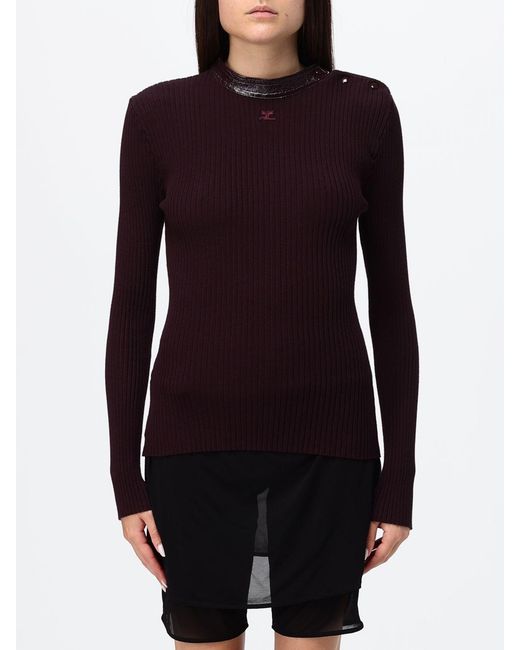 Courreges Black Courr&Egrave	Ges Slim Fit Long-Sleeved Ribbed Sweater