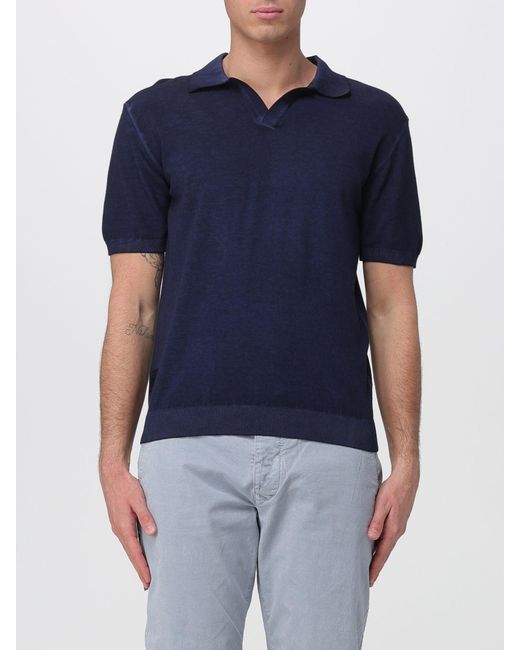 Blauer Blue Knitted Cotton Polo Shirt for men