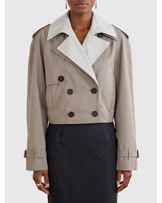 The Attico Gray Double-Breasted Cotton Blend Trench Coat