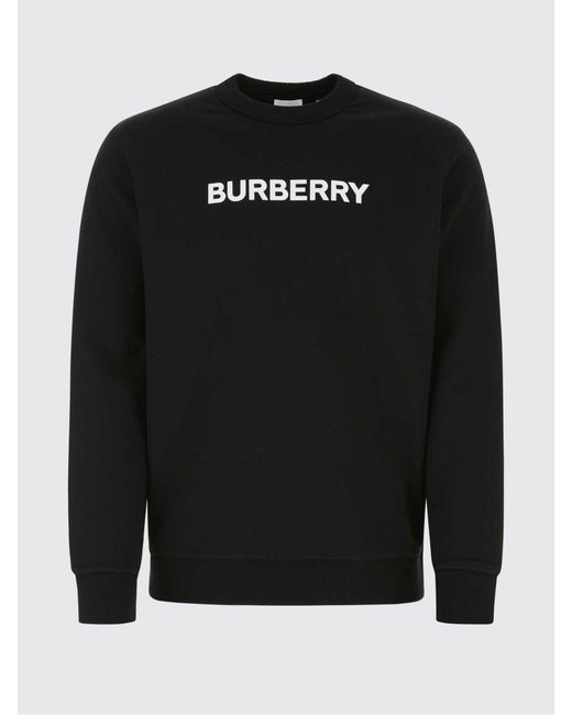 Burberry Black Cotton Crew-Neck Sweatshirt With Logo for men