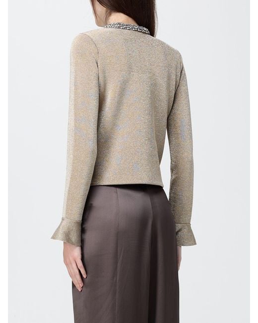 Self-Portrait Natural Lurex Cardigan With Crystals