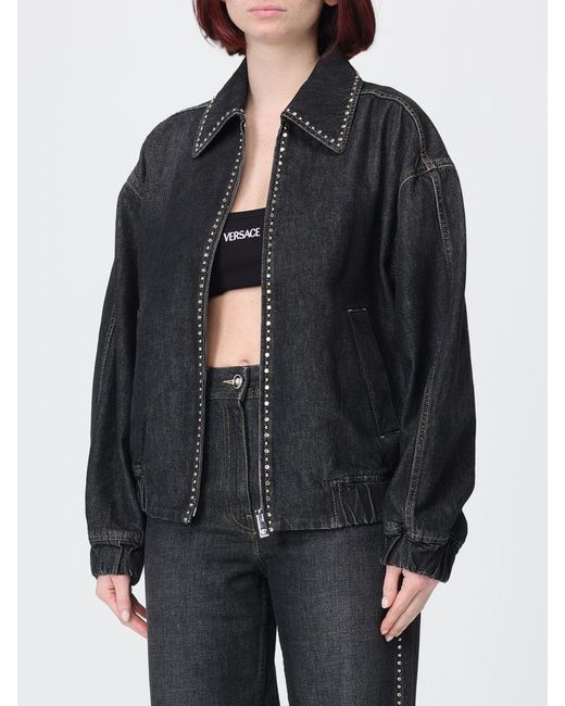 Versace Black Rhinestone Denim Jacket