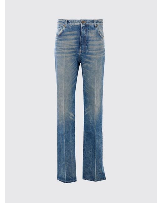 Balmain Blue Cotton Denim Straight Jeans for men