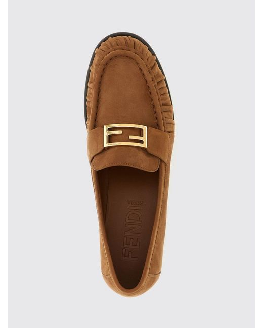 Fendi Brown Ff Baguette Suede Loafer