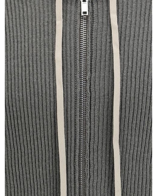 Rick Owens Gray Hooded Cardigan for men