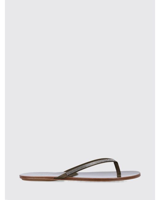 Pedro Garcia White Satin Thong Sandals With Swarovski Crystal Application