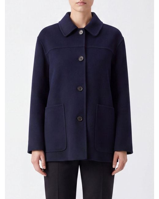 Max Mara Blue Single-Breasted Short Coat