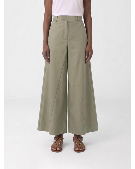 FEDERICA TOSI Green Poplin Wide-Leg Trousers