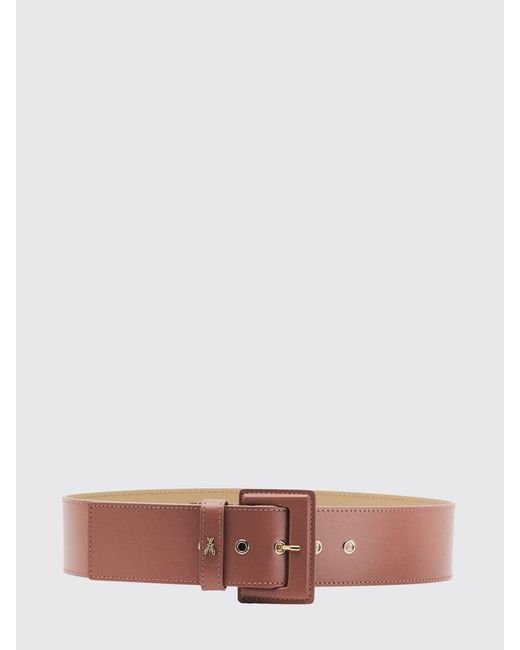Patrizia Pepe Natural Smooth Leather Belt With Fly Logo Buckle